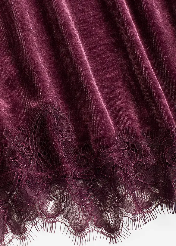 Sametové triko s krajkou, bonprix