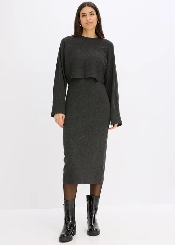 Pleten&aacute; souprava se &scaron;aty (2d&iacute;ln&aacute; souprava), bonprix