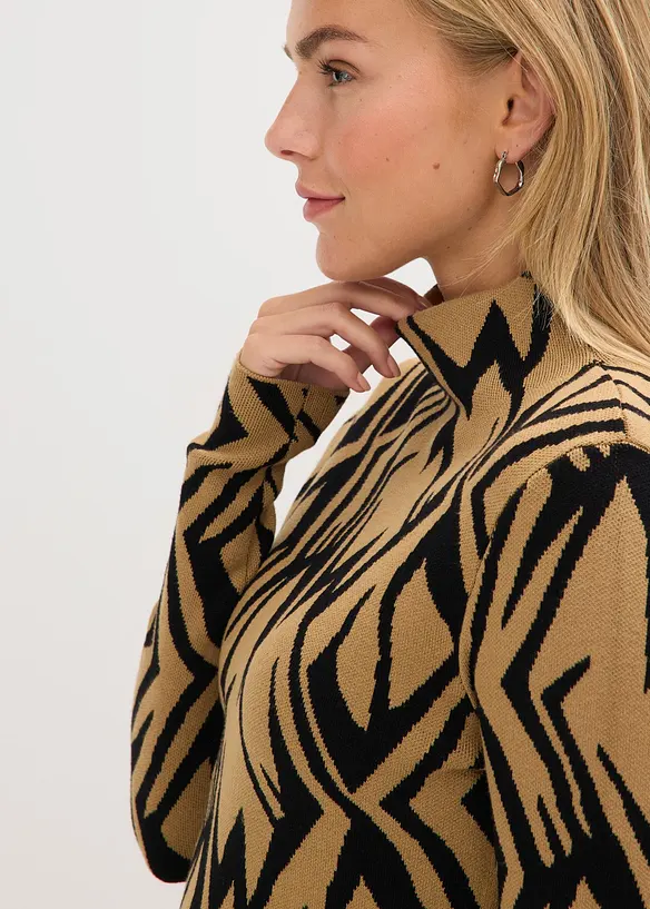 Přiléhavé pletené šaty se stojáčkem, bonprix