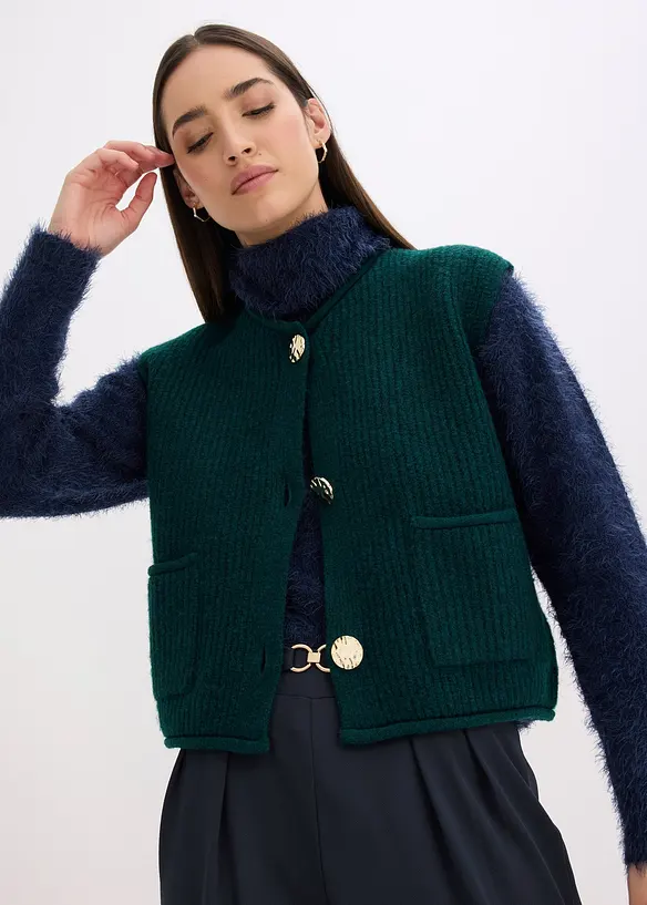 Pletená vesta s ozdobnými knoflíky, bonprix