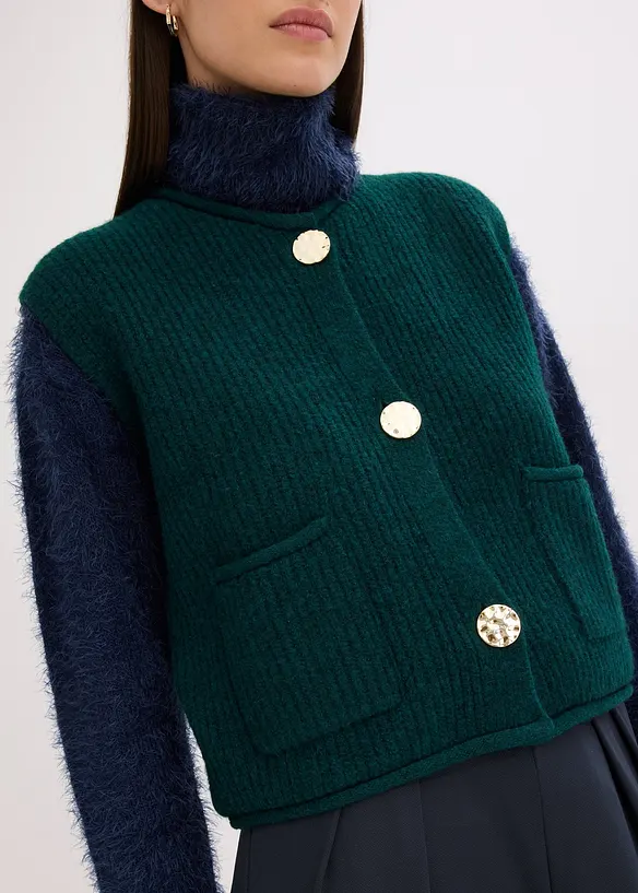 Pletená vesta s ozdobnými knoflíky, bonprix