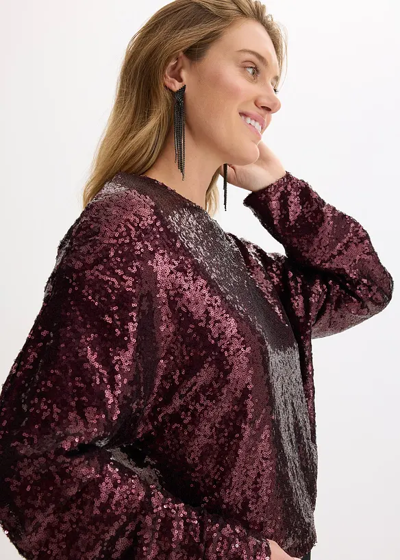 Triko s dlouhým rukávem a flitry, bonprix