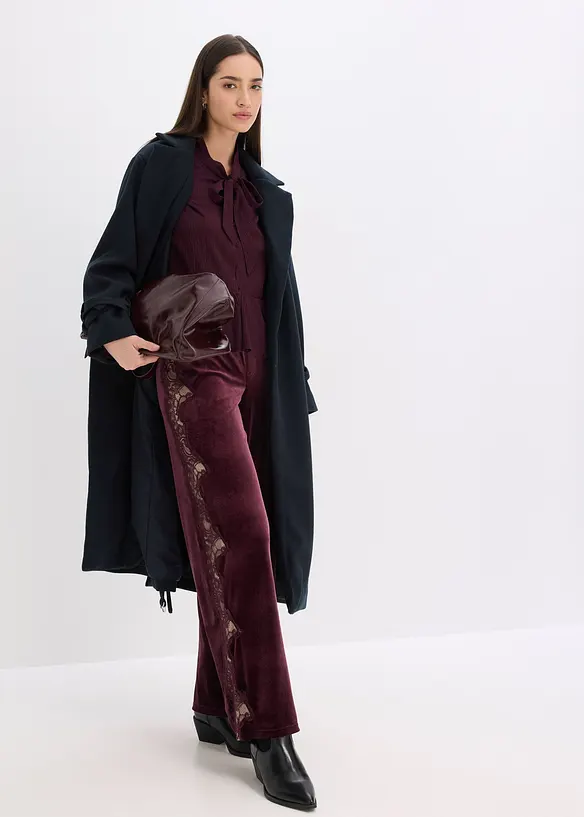 Marlene kalhoty z měkkého sametu s krajkovou vsadkou, bonprix