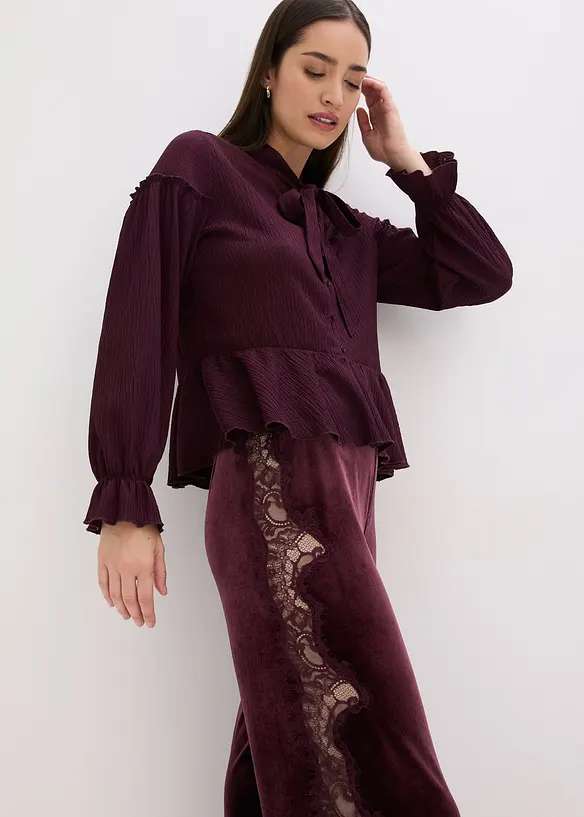 Marlene kalhoty z měkkého sametu s krajkovou vsadkou, bonprix