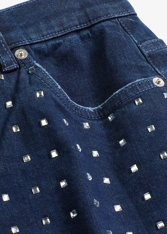 Džíny Straight, Loose, Mid Wast s aplikací ze štrasových kamínků, bonprix