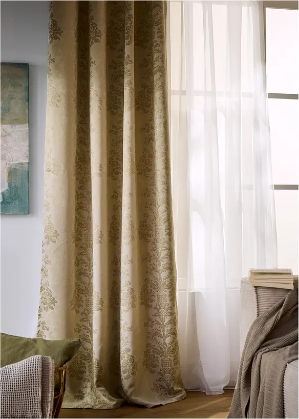 Záclona, jednobarevná, s recyklovaným polyesterem, bonprix