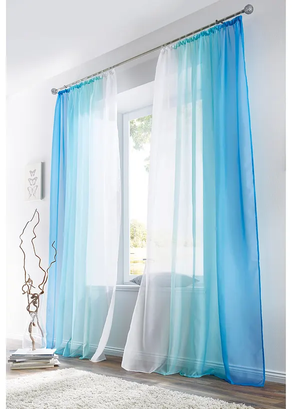 Záclona s barevným přechodem (2 ks), s recyklovaným polyesterem, bonprix