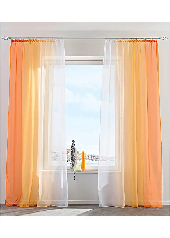 Záclona s barevným přechodem (2 ks), s recyklovaným polyesterem, bonprix