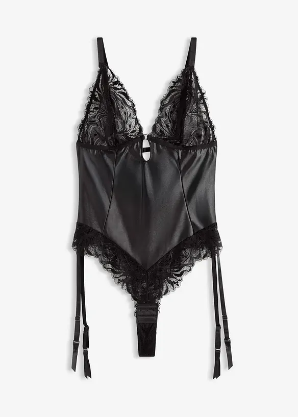 Body s mokrým vzhledem a odnímatelnými podvazkovými pásy, bonprix