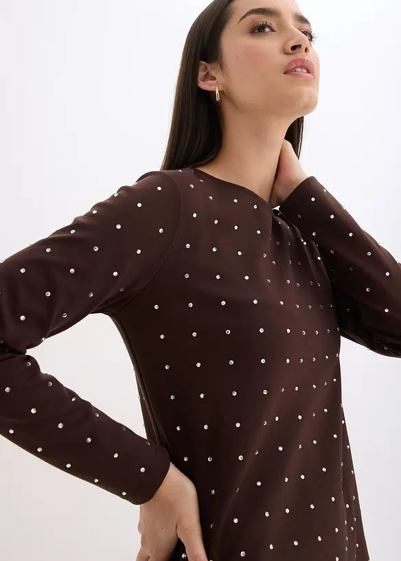 Žerzejové šaty se štrasovými aplikacemi, bonprix