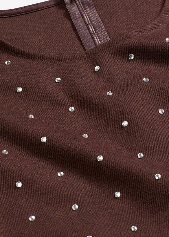 Tričko s dlouhým rukávem a štrasovou aplikací, bonprix