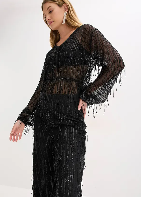 Kalhoty s pajetkami a třásněmi, bonprix