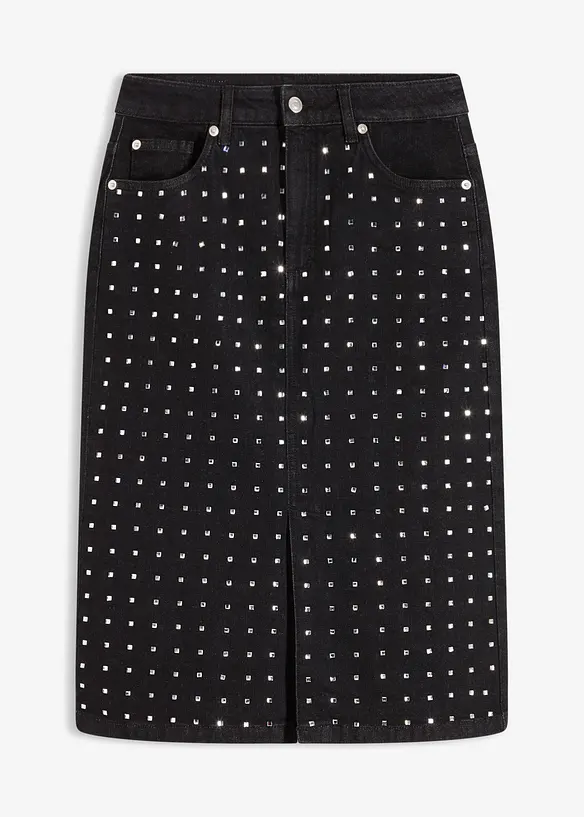Džínová sukně se štrasovou aplikací, bonprix