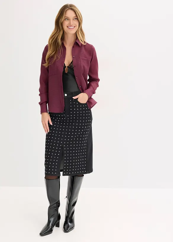 Džínová sukně se štrasovou aplikací, bonprix