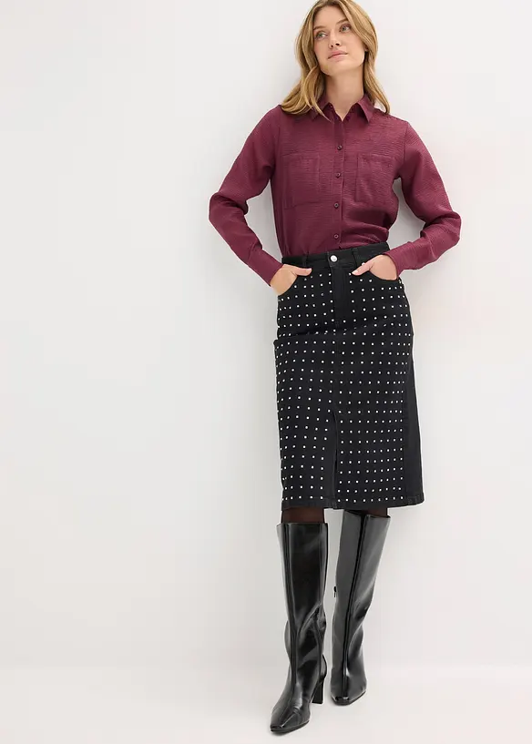 Džínová sukně se štrasovou aplikací, bonprix