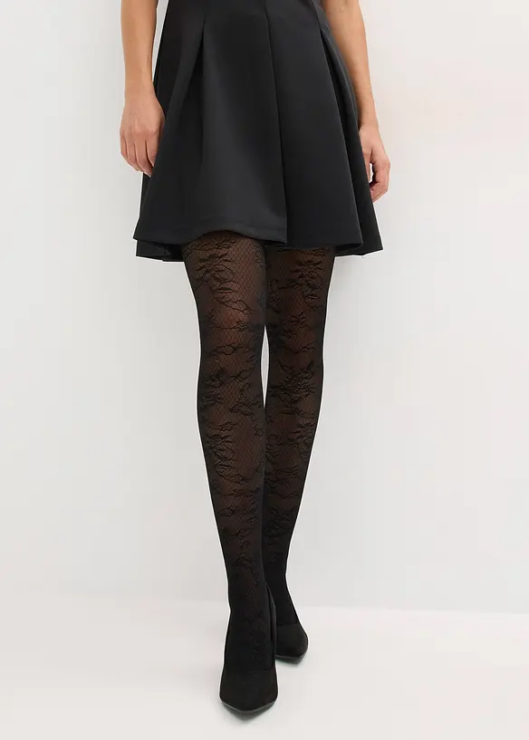 Punčochové kalhoty s květinovým síťovaným vzorem, bonprix