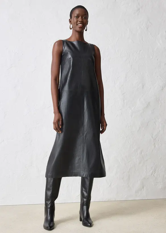 Kožené šaty z napa jehnětiny, bonprix