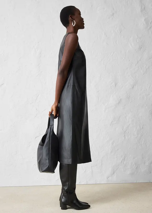 Kožené šaty z napa jehnětiny, bonprix