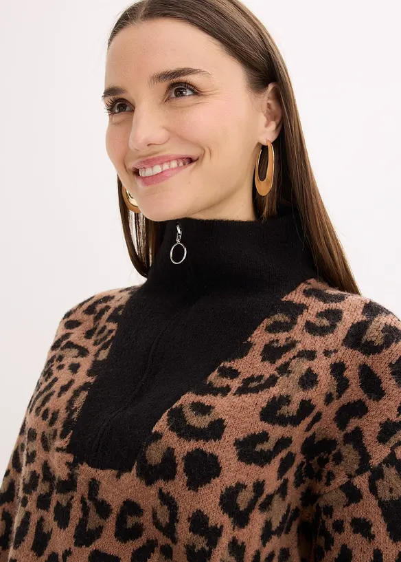 Svetr s límečkem na zip, bonprix