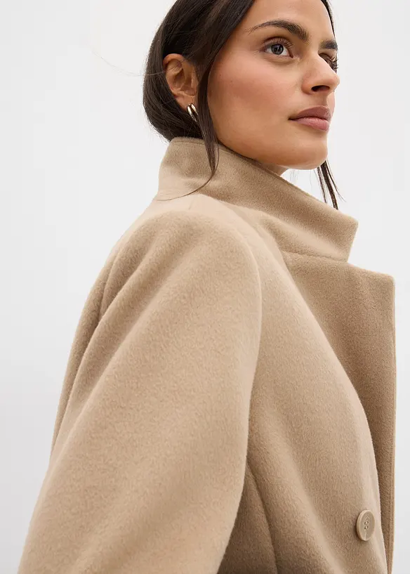 Dvouřadý kabát ve vlněném vzhledu, bonprix