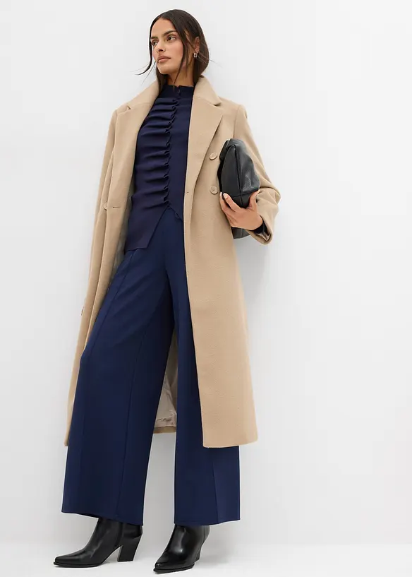 Dvouřadý kabát ve vlněném vzhledu, bonprix