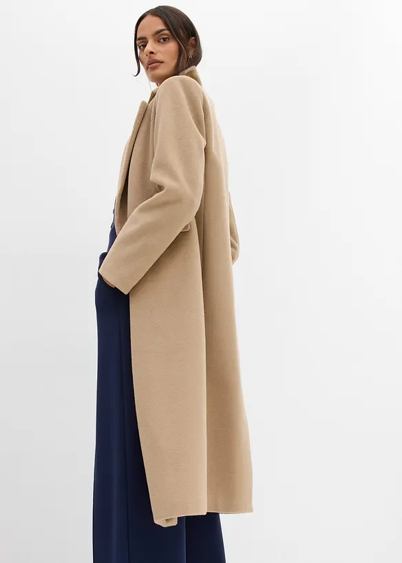 Dvouřadý kabát ve vlněném vzhledu, bonprix