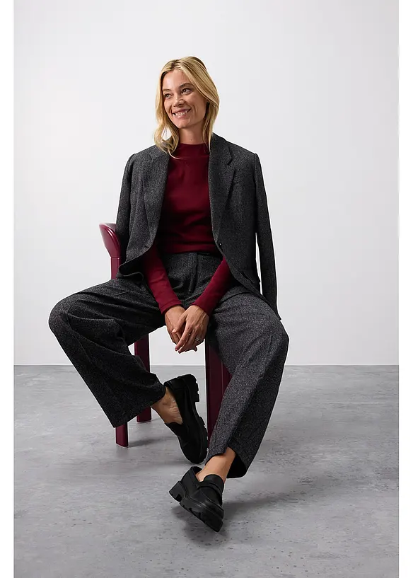 Žebrovan&eacute; tričko s dlouh&yacute;m ruk&aacute;vem, bonprix