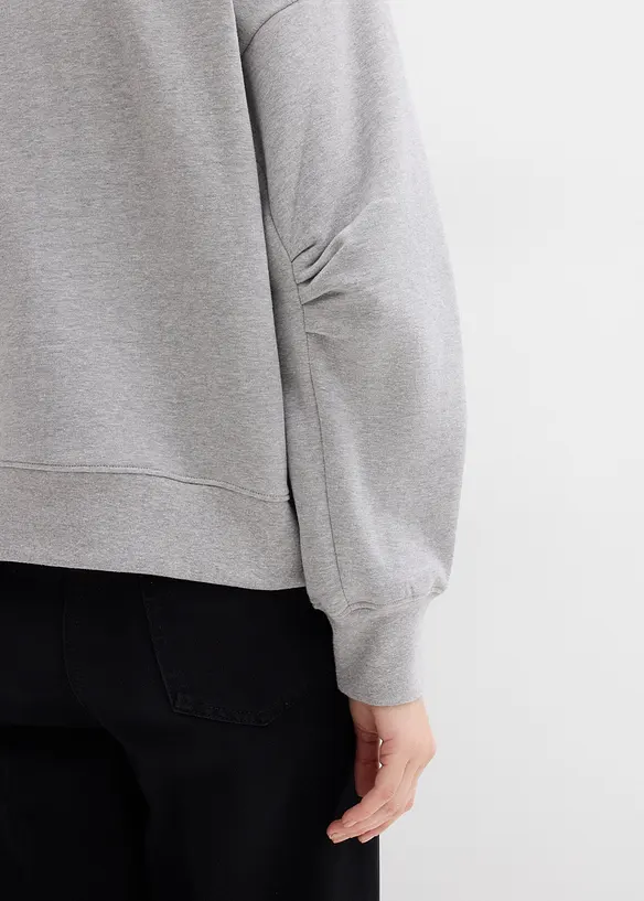 Mikina se širokým žebrovaným límcem, z organické bavlny, bonprix