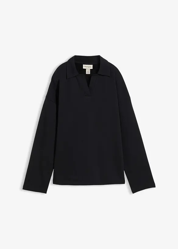 Mikina s pleteným límcem pólo, z organické bavlny, bonprix