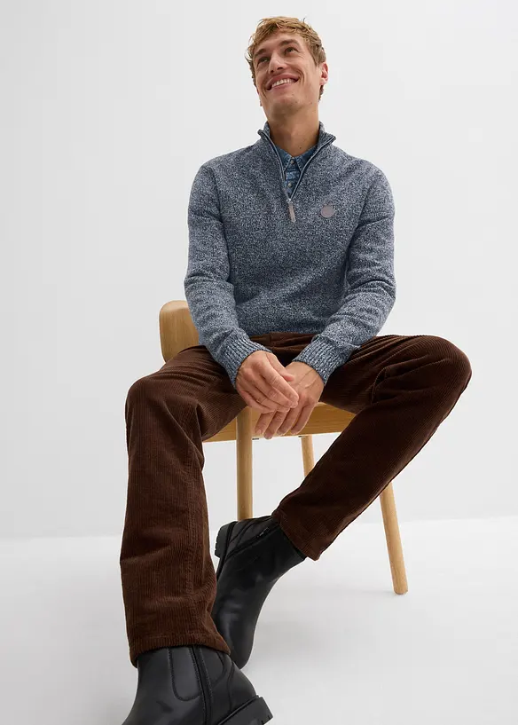 Svetr s límečkem na zip, s čistou bavlnou, bonprix