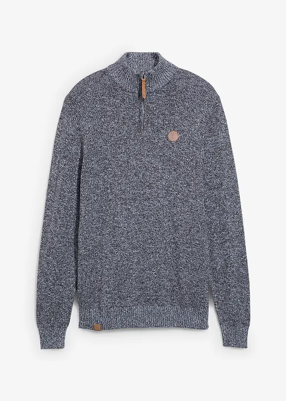 Svetr s límečkem na zip, s čistou bavlnou, bonprix