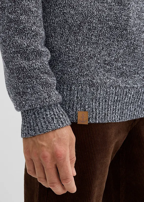 Svetr s límečkem na zip, s čistou bavlnou, bonprix