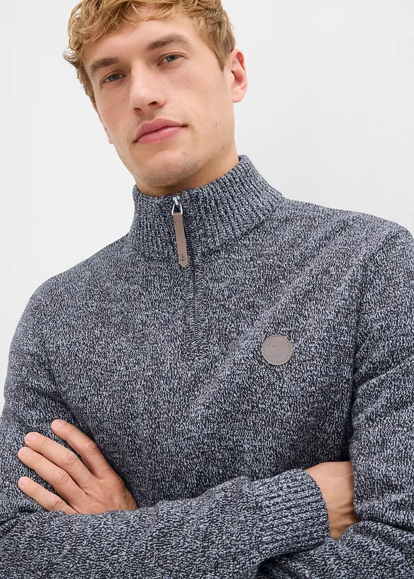 Svetr s límečkem na zip, s čistou bavlnou, bonprix