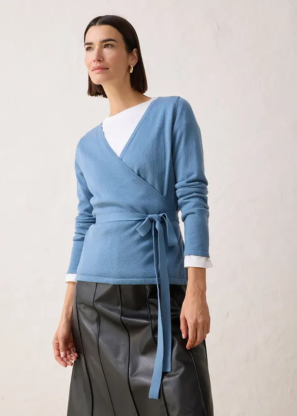 Pleten&yacute; zavinovac&iacute; kab&aacute;tek s vlnou merino, bonprix