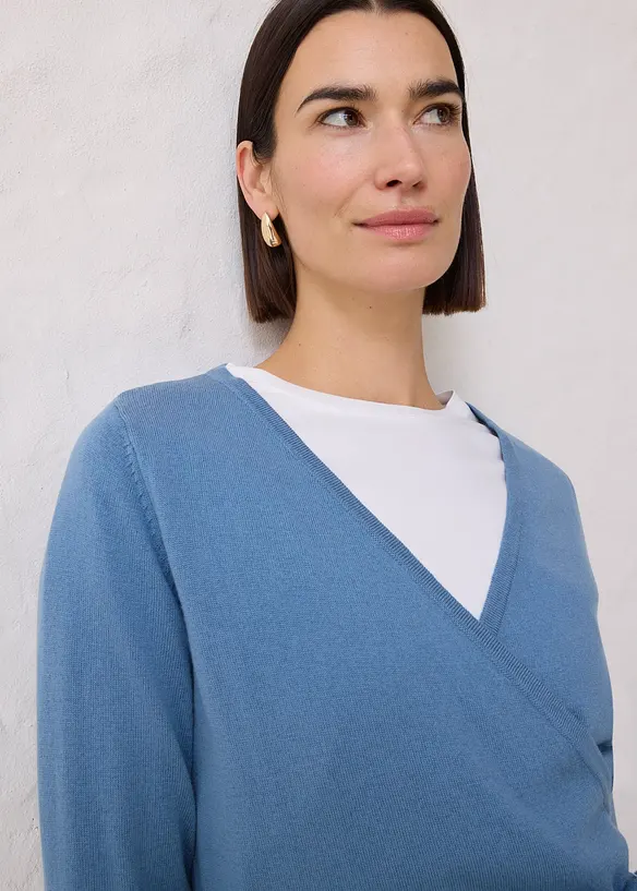 Pleten&yacute; zavinovac&iacute; kab&aacute;tek s vlnou merino, bonprix