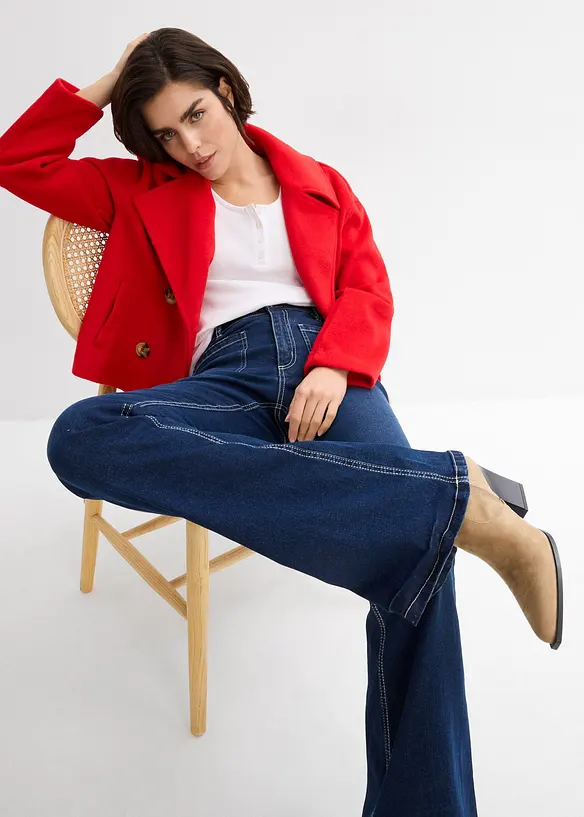 Strečov&eacute; dž&iacute;ny Bootcut, High Waist, dlouh&aacute; d&eacute;lka, bonprix