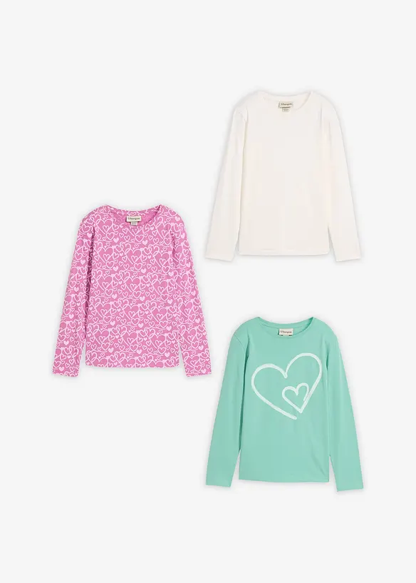 Triko s dlouhým rukávem, z čisté organické bavlny (3 ks v balení), bonprix