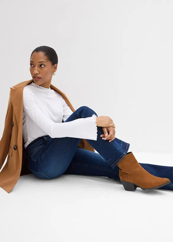 Bootcut džíny Mid Waist, strečové, bonprix