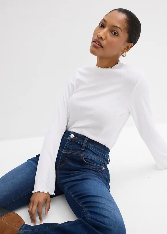 Bootcut džíny Mid Waist, strečové, bonprix