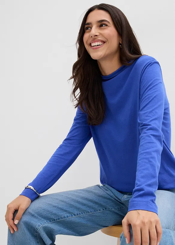 Triko s dlouhým rukávem, z bavlněné směsi, bonprix