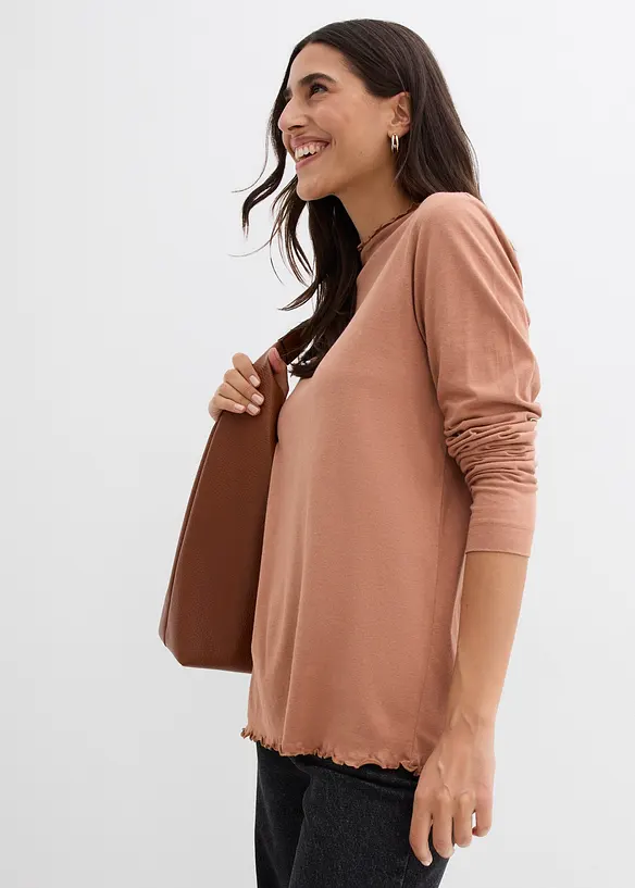 Triko s dlouhým rukávem, z bavlněné směsi, bonprix