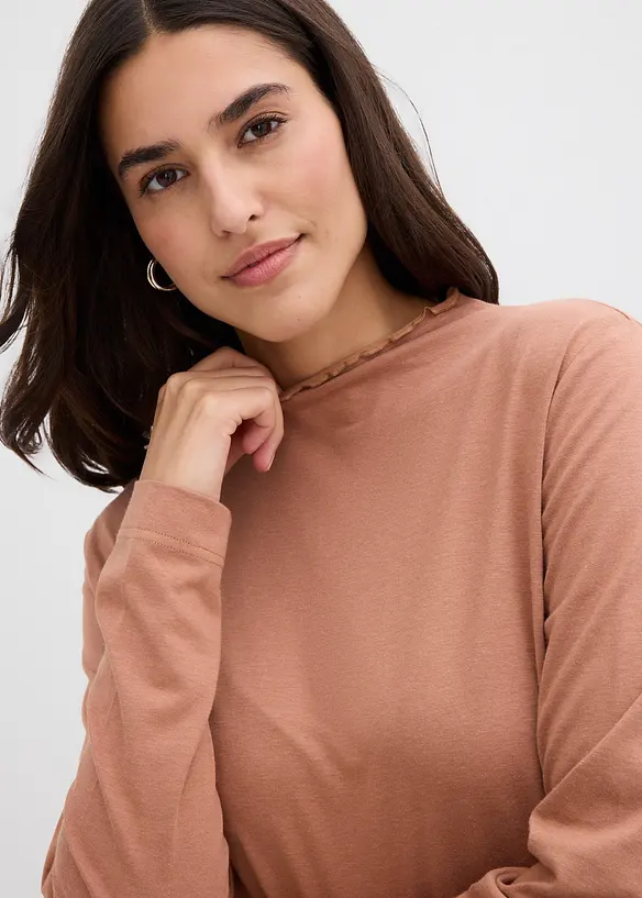 Triko s dlouhým rukávem, z bavlněné směsi, bonprix