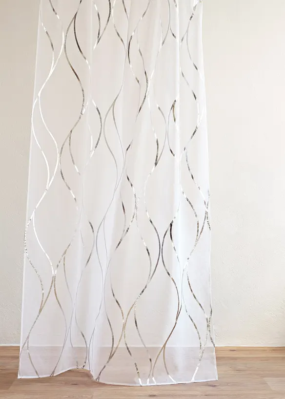 Transparentní záclona s lesklým potiskem (1 ks v balení), bonprix