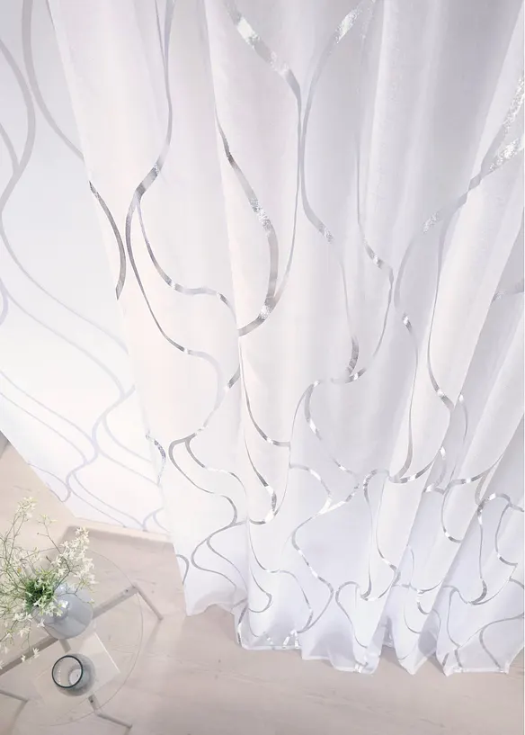 Transparentní záclona s lesklým potiskem (1 ks v balení), bonprix