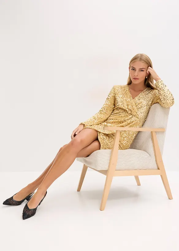 Šaty s pajetkami, z jemného sametu, bonprix