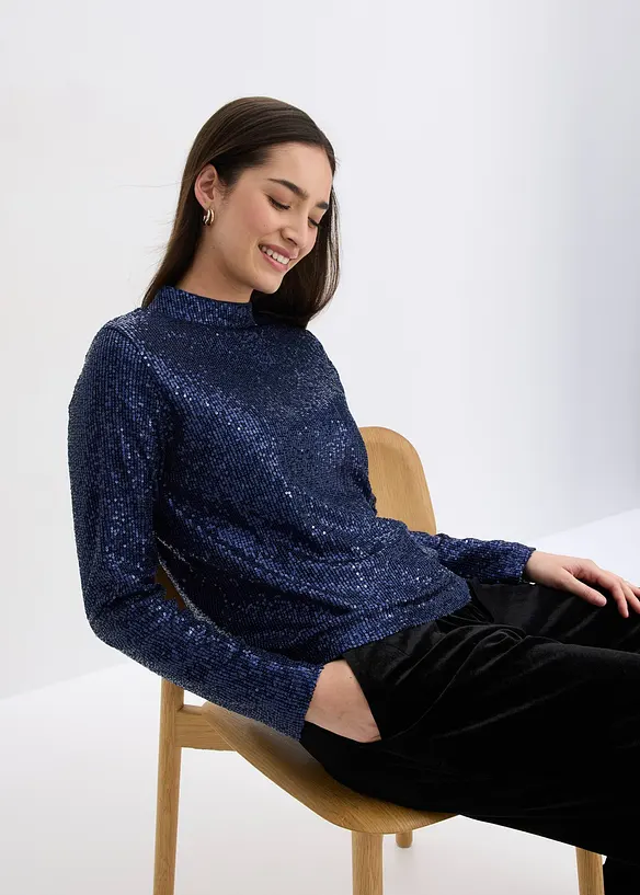 Halenka bez zapínání, s flitry, bonprix