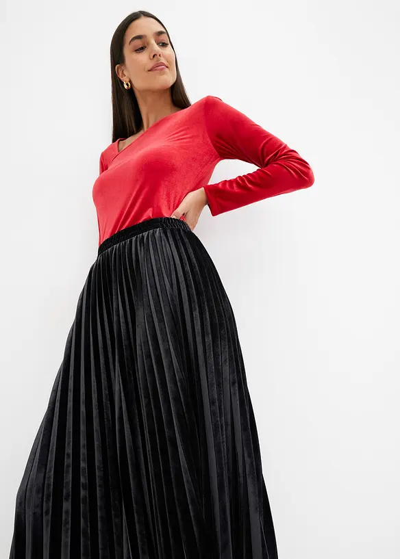 Plisovaná sukně z jemného sametu, bonprix