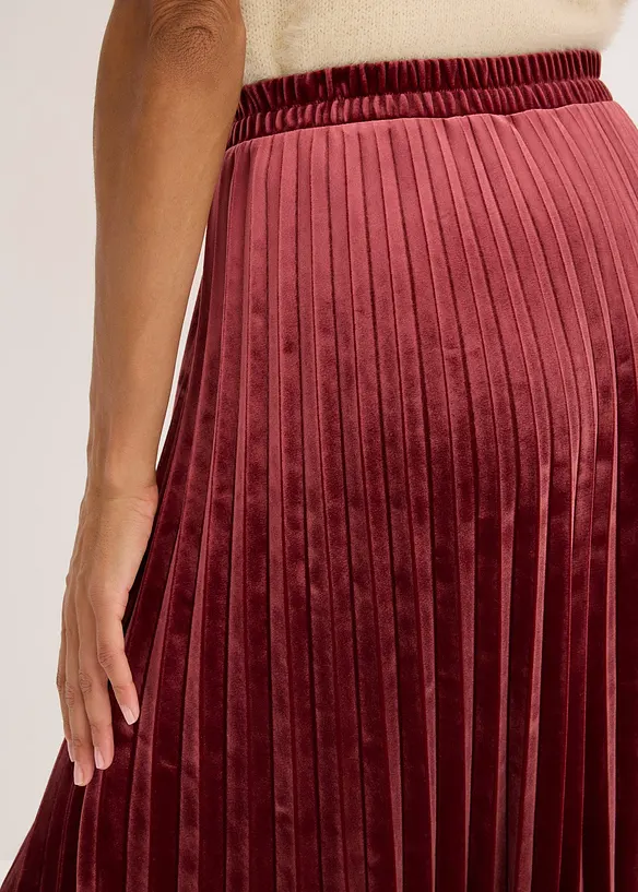 Plisovaná sukně z jemného sametu, bonprix