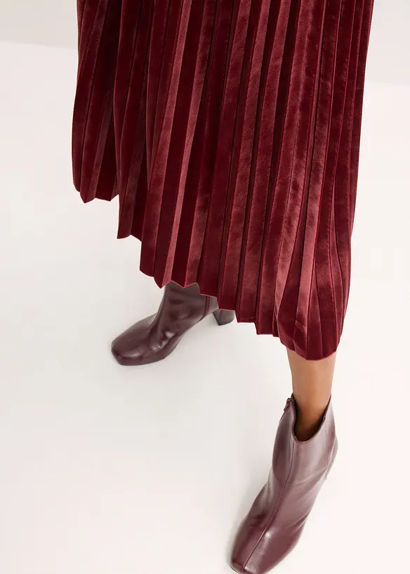 Plisovaná sukně z jemného sametu, bonprix