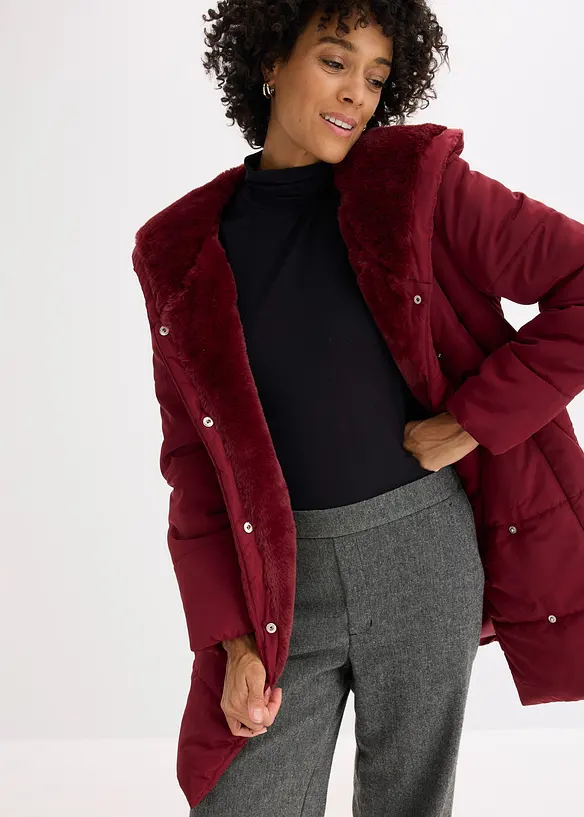 Prošívaná bunda s umělou kožešinou, bonprix